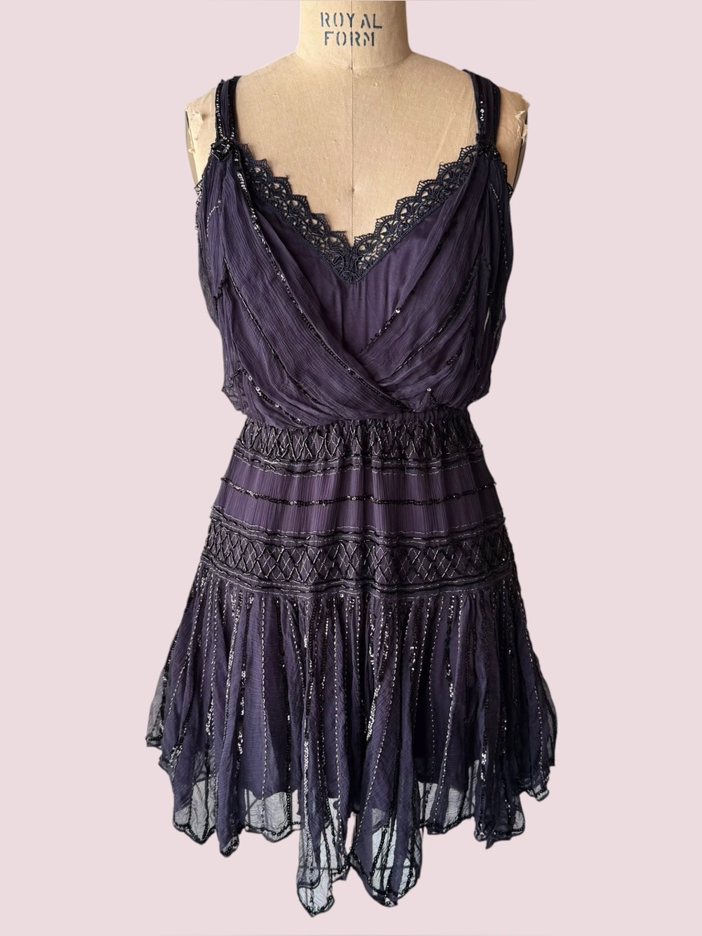 Free People Sapphire Beaded Ode to Shimmer Bohemian Fairy Dress